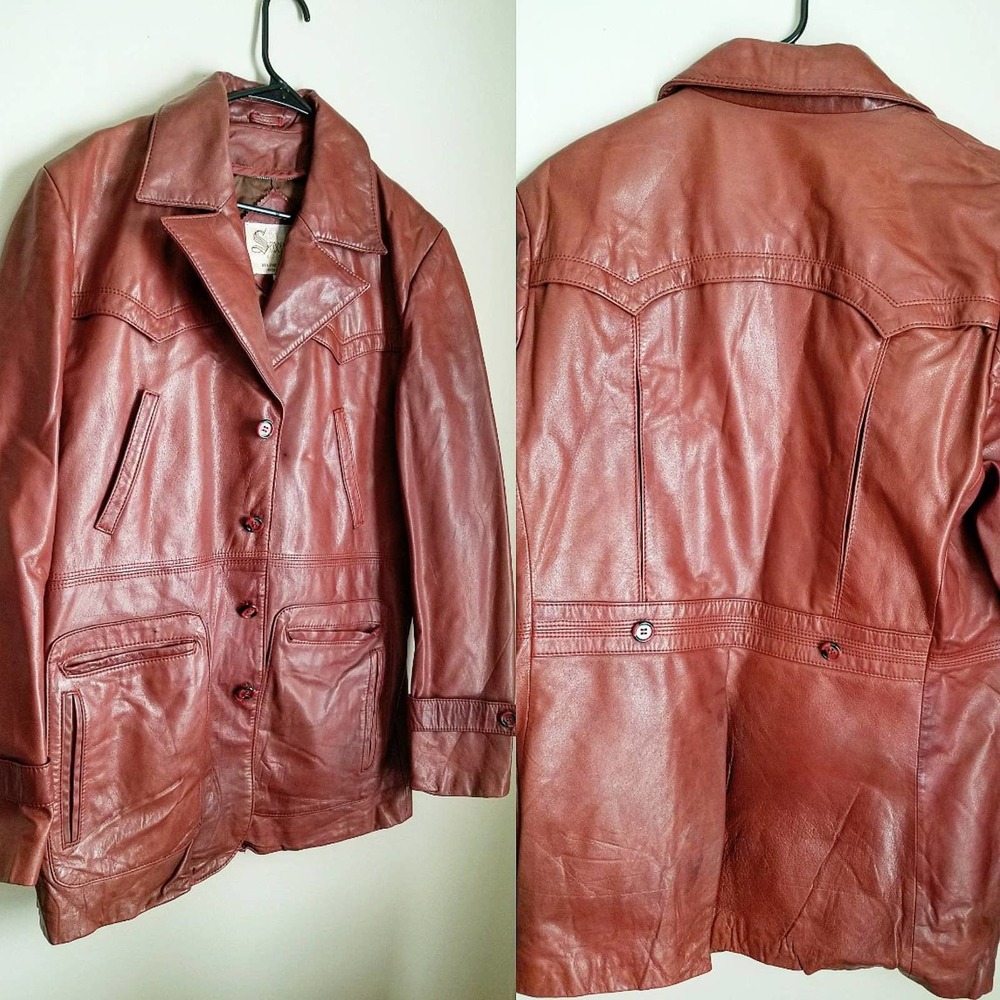 Vintage Brown Leather Jacket || Saxony